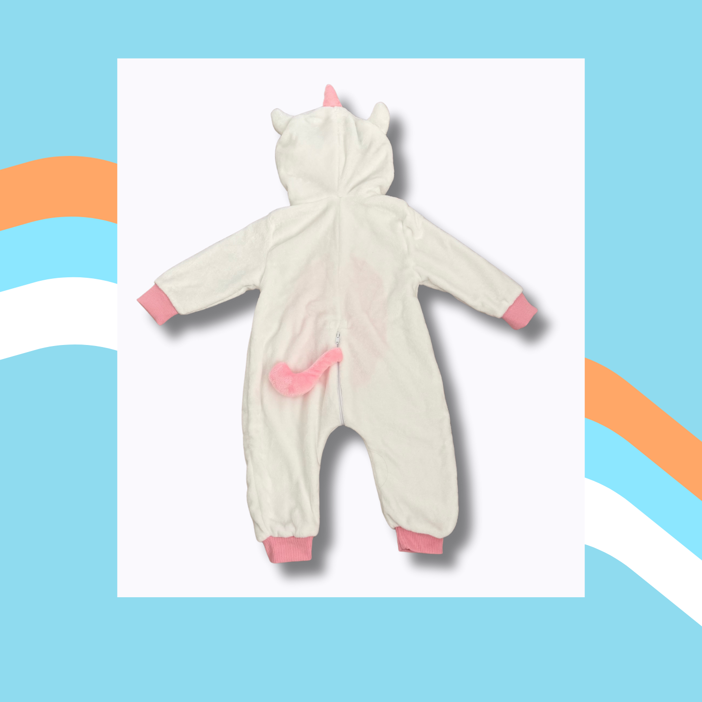 Dreamy Unicorn β White Fleece Costume Romper with Pink Horn π¦π