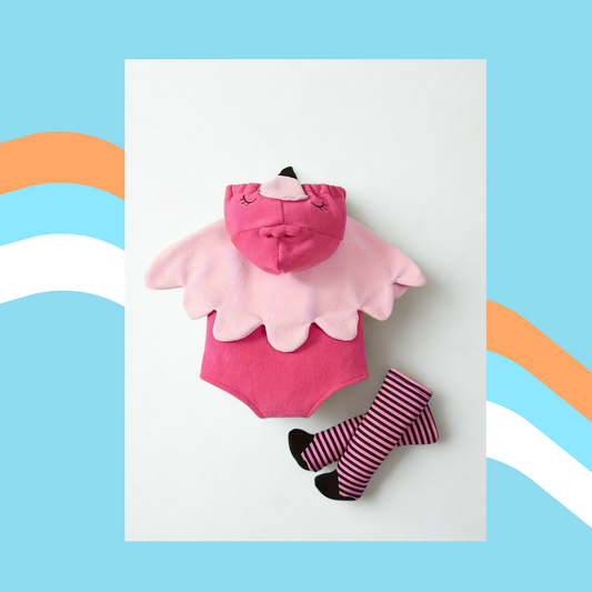 Flamingo Dream – Baby & Toddler Hooded Jumpsuit with Wings & Cozy Socks
