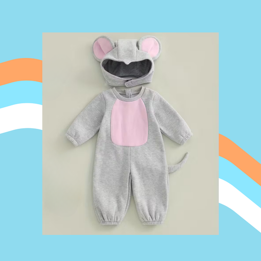 Pretty in Pink Mouse – Black & Pink Jumpsuit with Matching Hat 🐭🎀