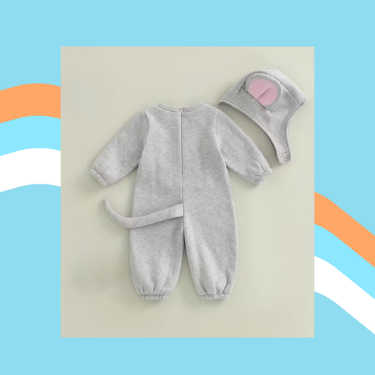 Pretty in Pink Mouse – Black & Pink Jumpsuit with Matching Hat 🐭🎀